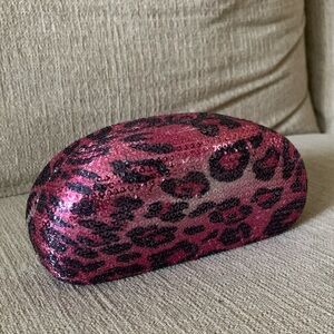 Pinkish Hue and Purple Sequin Leopard Print Sunglasses or Eyewear Holder Y2K